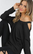 Load image into Gallery viewer, Peekaboo shoulder, Long Sleeved Waffle Texture (5 Colors)