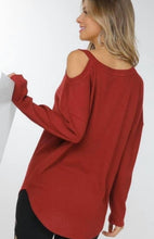 Load image into Gallery viewer, Peekaboo shoulder, Long Sleeved Waffle Texture (5 Colors)
