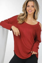 Load image into Gallery viewer, Peekaboo shoulder, Long Sleeved Waffle Texture (5 Colors)