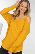 Load image into Gallery viewer, Peekaboo shoulder, Long Sleeved Waffle Texture (5 Colors)