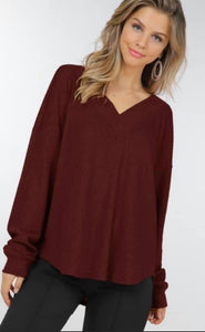 Perfect Cozy Long Sleeved V-Neck Top. (6 Colors)
