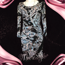Load image into Gallery viewer, Sky Blue Art Deco Tulip Hem Dress
